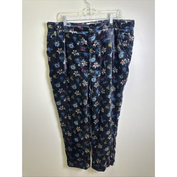 Anthropologie Ettitwa Velvet Burnout Straight Leg Pants XL Black Floral - Picture 1 of 6